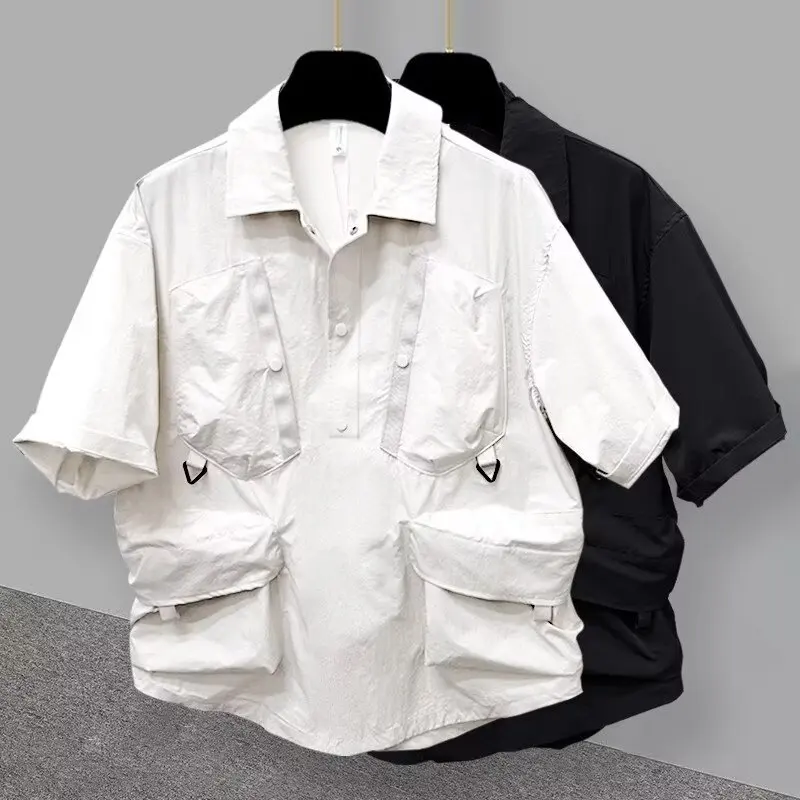 Y2K White Black Shirt New Men's Casual Turn-down Collar Summer Solid Color Pull on Shirts for Men Short Sleeve Shirt Basic TOP
Y2K White Black Shirt New Men's Casual Turn-down Collar Summer Solid Color Pull on Shirts for Men Short Sleeve Shirt Basic TOP