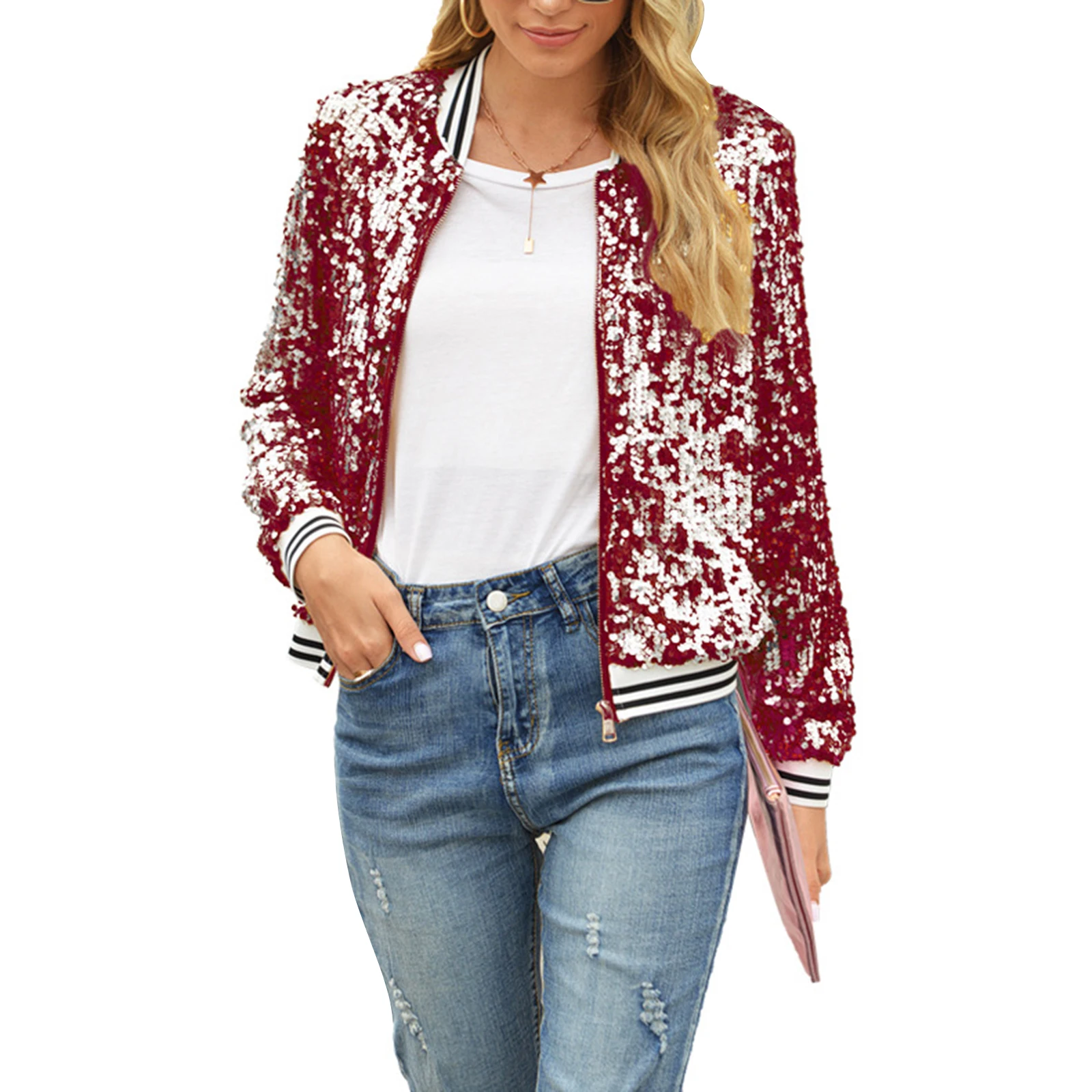 2026 New Fashion Women Zip up Jacket Casual Shiny Sequins Lightweight Long Sleeve Cardigan for Fall Clothes Outwear Streetwear
2026 New Fashion Women Zip up Jacket Casual Shiny Sequins Lightweight Long Sleeve Cardigan for Fall Clothes Outwear Streetwear