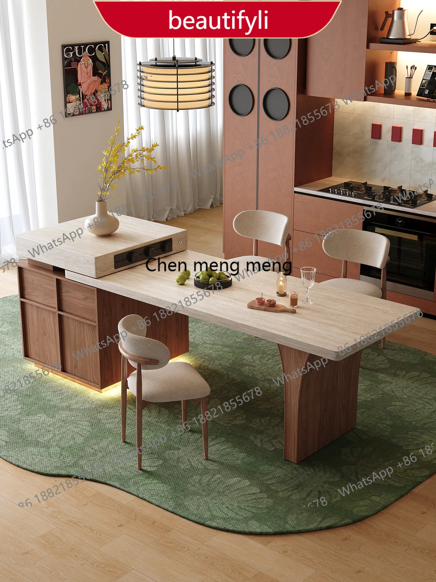A38 Medieval style restaurant Retractable island table Integrated household travertine rock slab Multifunctional
A38 Medieval style restaurant Retractable island table Integrated household travertine rock slab Multifunctional