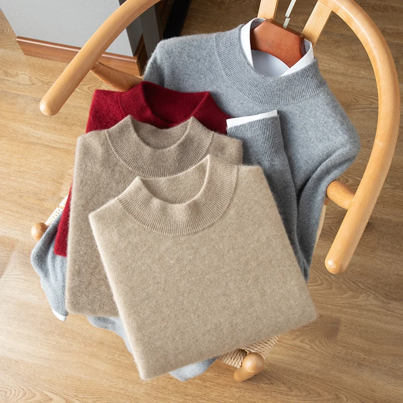 Men's cashmere sweater autumn/winter business casual solid knitted loose wool Tops semi high neck Jumper basic pullover Blouse
Men's cashmere sweater autumn/winter business casual solid knitted loose wool Tops semi high neck Jumper basic pullover Blouse