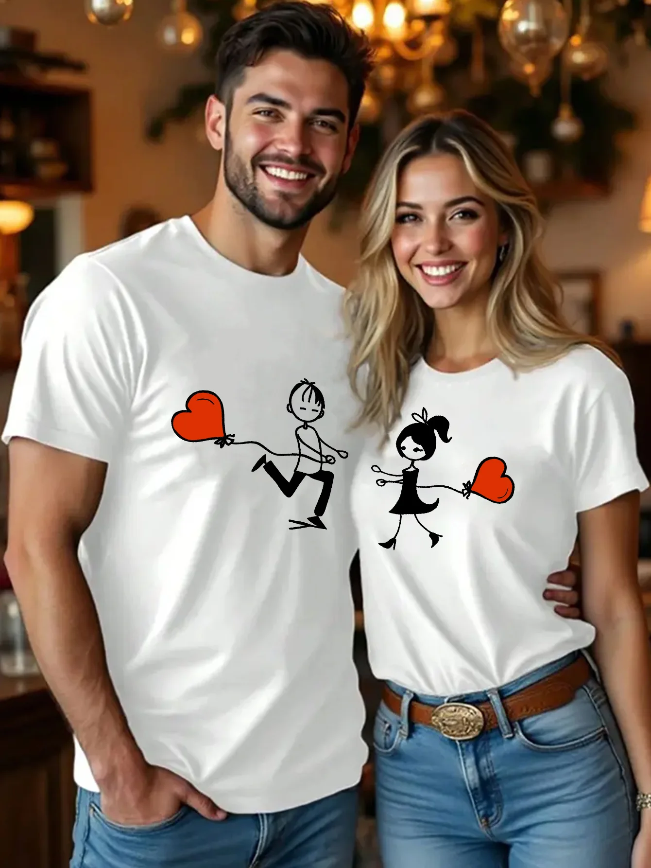 Valentine s Day Couple Matching TShirts Romantic Cartoon Character Heart Balloon Print Soft Stretch Fabric Machine Washable
Valentine s Day Couple Matching TShirts Romantic Cartoon Character Heart Balloon Print Soft Stretch Fabric Machine Washable