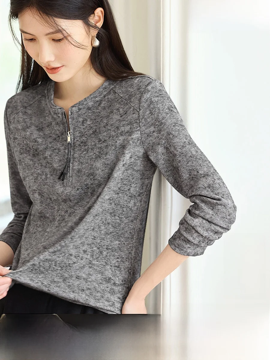 XWI Women's Zipper T-Shirt Loose Fit Waist-Cinching Base Layer Shirt Half Open Collar Slimming Effect Spring 2026 Style
XWI Women's Zipper T-Shirt Loose Fit Waist-Cinching Base Layer Shirt Half Open Collar Slimming Effect Spring 2026 Style