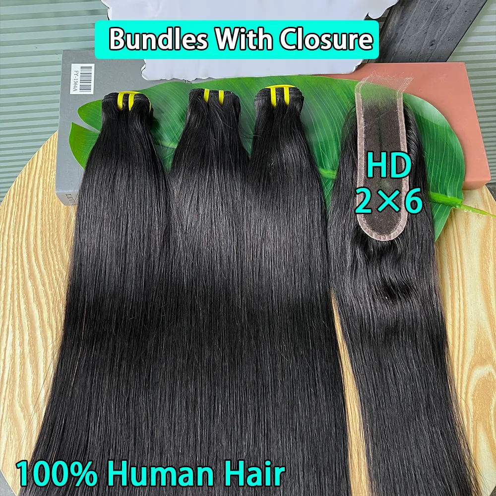 Straight Human Hair Bundles with 2x6 Deep Middle Part HD Lace Closure 15A Raw Human Hair Bundles with Closures
Straight Human Hair Bundles with 2x6 Deep Middle Part HD Lace Closure 15A Raw Human Hair Bundles with Closures