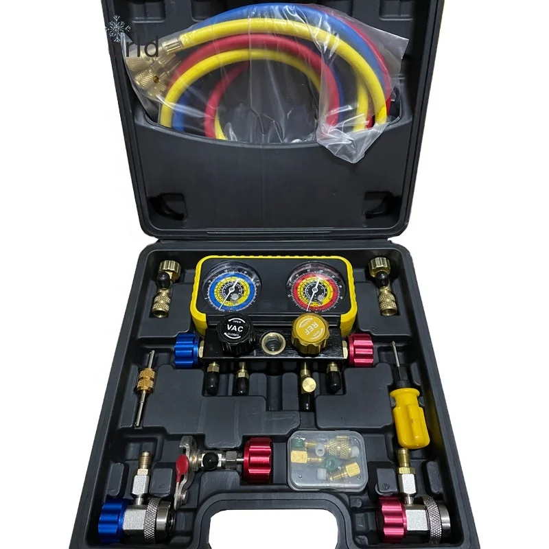 4 Way Manifold Gauge for R22 R32 R410 R134a Refrigeration Digital Manifold Hvac System Gauge Kit
4 Way Manifold Gauge for R22 R32 R410 R134a Refrigeration Digital Manifold Hvac System Gauge Kit