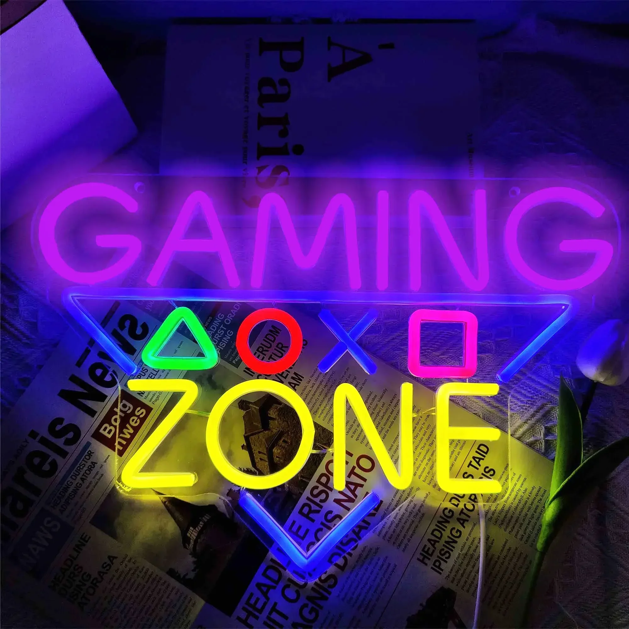 Gaming Zone Neon Light Sign USB Dimmable LED Neon Sign for Bedroom Livingroom Club Bar Man Cave Party Gifts Wall Decor
Gaming Zone Neon Light Sign USB Dimmable LED Neon Sign for Bedroom Livingroom Club Bar Man Cave Party Gifts Wall Decor