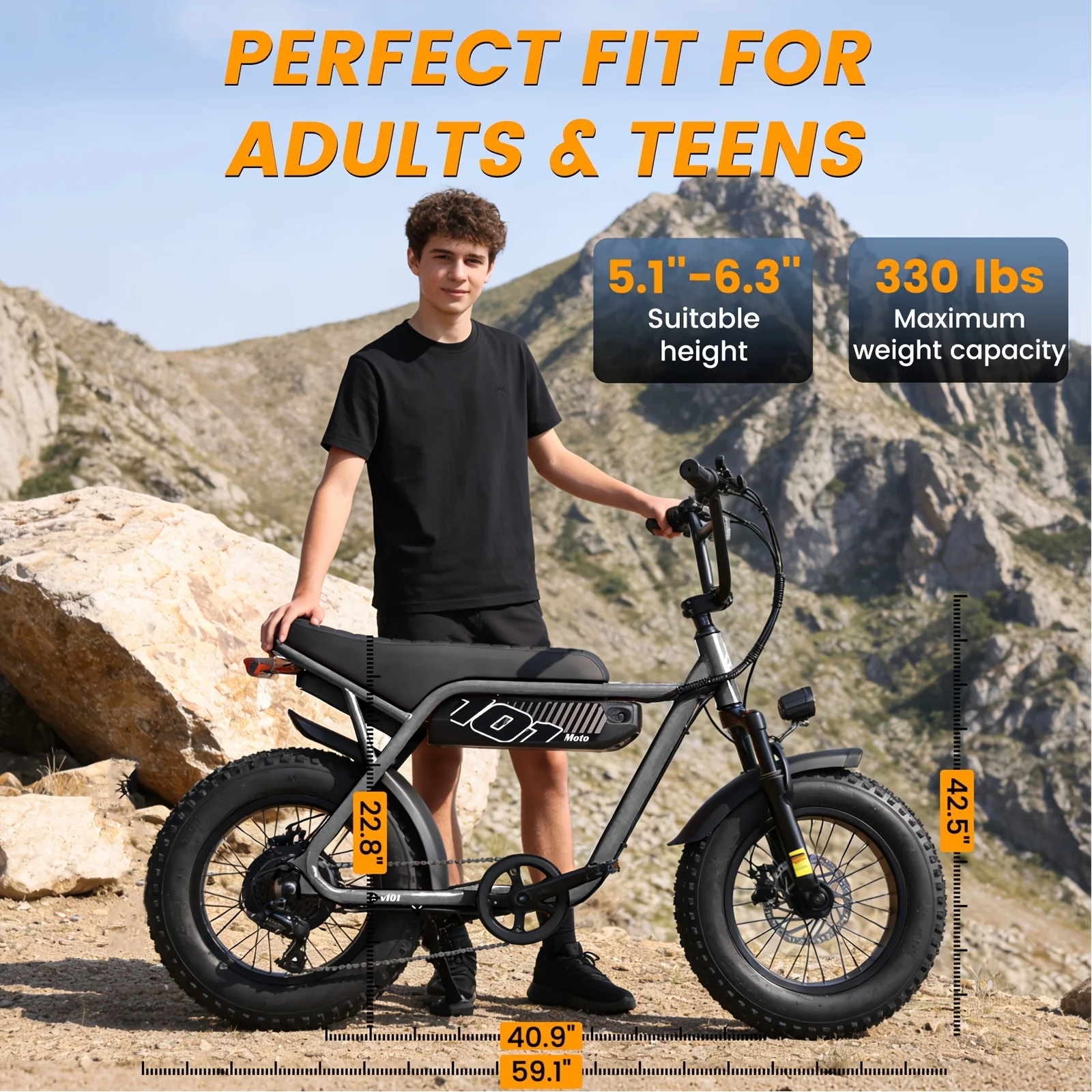 (Father'S Day Gift Special Offer)ESKUTE V101 Electric Dirt Bike, 749W Peak Motor, 16" ×4" Fat Tire, 48V13Ah Removable And Long-lasting Battery, 7-Speed
(Father'S Day Gift Special Offer)ESKUTE V101 Electric Dirt Bike, 749W Peak Motor, 16" ×4" Fat Tire, 48V13Ah Removable And Long-lasting Battery, 7-Speed