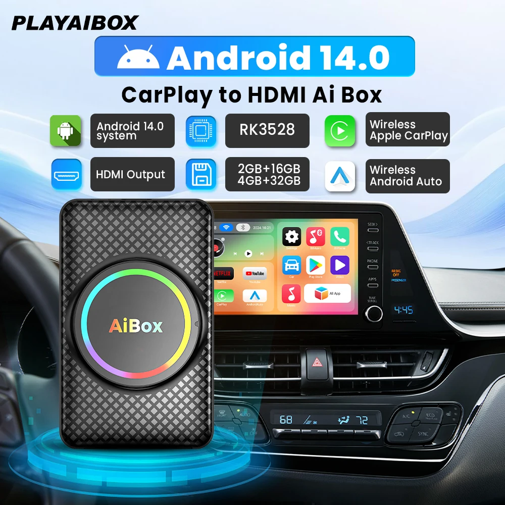 Android 14 CarPlay Smart Ai Box Wireless CarPlay Android Auto HDMI Output For Netflix YouTube For Honda Renault MG Opel Chery VW
Android 14 CarPlay Smart Ai Box Wireless CarPlay Android Auto HDMI Output For Netflix YouTube For Honda Renault MG Opel Chery VW