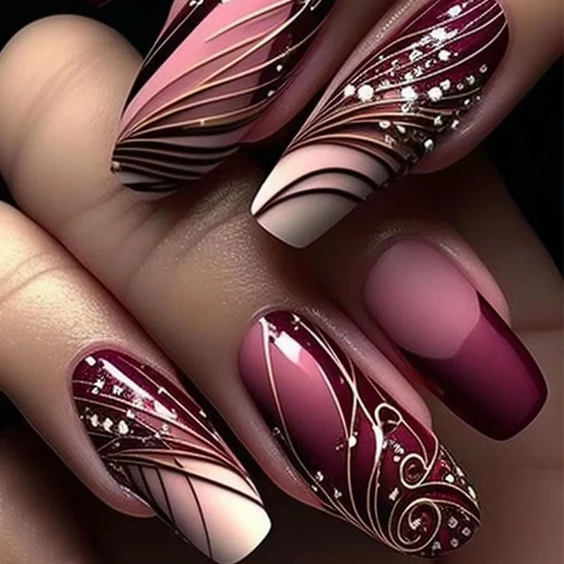24Pcs Mid-length Ballet False Nails Stripe Flowers Pattern Nail Art Ombre French Press on Nails Tips Spice Girls with Jelly Glue
24Pcs Mid-length Ballet False Nails Stripe Flowers Pattern Nail Art Ombre French Press on Nails Tips Spice Girls with Jelly Glue