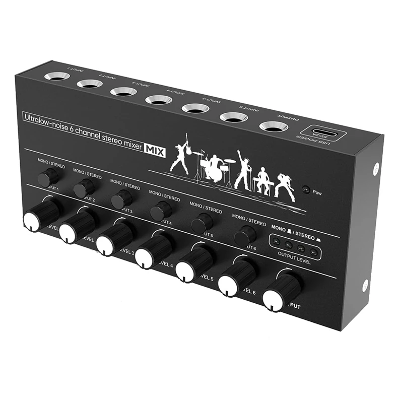 B39B-Mini Stereo Audio Mixer 6 Channel Microphone Mixer Instrument Expander For Guitar/Electric Keyboard/Amplifier/Speaker
B39B-Mini Stereo Audio Mixer 6 Channel Microphone Mixer Instrument Expander For Guitar/Electric Keyboard/Amplifier/Speaker
