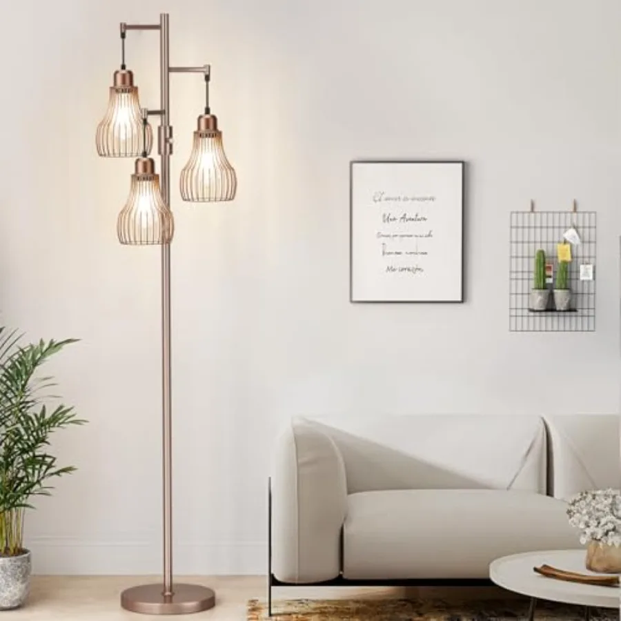 Dimmable Floor Lamps for Living Room, Industrial Tree Standing Tall Lamps with 3 Elegant Cage Shade and 800 Lumens LED Bulbs fo
Dimmable Floor Lamps for Living Room, Industrial Tree Standing Tall Lamps with 3 Elegant Cage Shade and 800 Lumens LED Bulbs fo