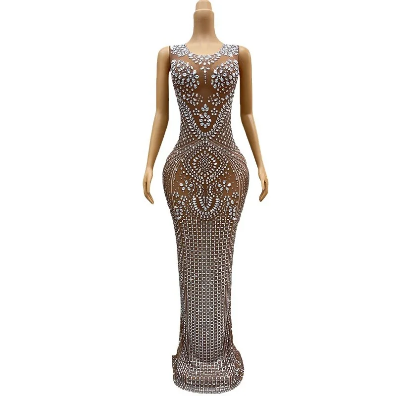 Female Singer Car Model DJ Rhinestone Mesh Elastic Evening Dress Banquet Stage Performance Costume Host Birthday Evening Dresses
Female Singer Car Model DJ Rhinestone Mesh Elastic Evening Dress Banquet Stage Performance Costume Host Birthday Evening Dresses