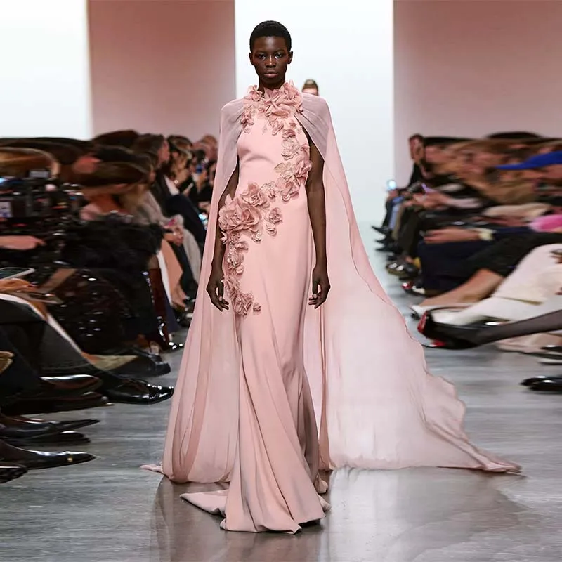 L544 Customized Pink Crepe Beaded Flowers Cape vestidos de fiesta فساتين سهره evening dresses
L544 Customized Pink Crepe Beaded Flowers Cape vestidos de fiesta فساتين سهره evening dresses