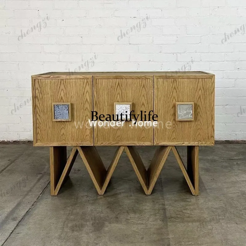 Medieval solid wood dining side cabinet designer household living room locker entrance storage side cabinet
Medieval solid wood dining side cabinet designer household living room locker entrance storage side cabinet