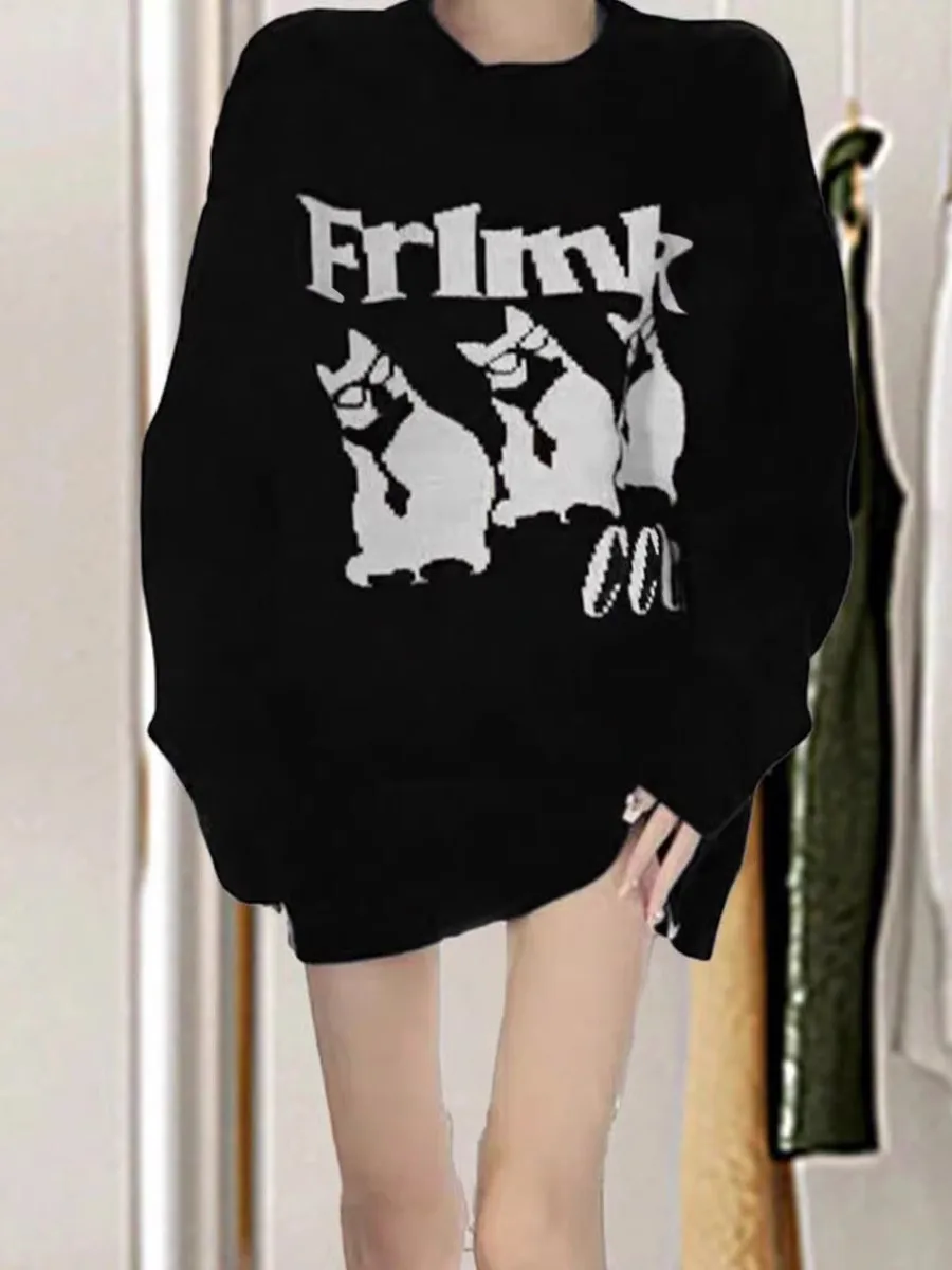 Мягкий уютный женский трикотаж в Корейском стиле с ленивым принтом, весна-осень, элитный круглый свитер свободного покроя Ne Long Sve
Мягкий уютный женский трикотаж в Корейском стиле с ленивым принтом, весна-осень, элитный круглый свитер свободного покроя Ne Long Sve