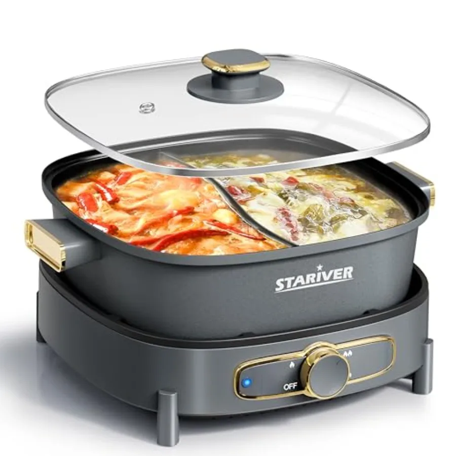 Hot Pot Electric with Divider for Family Dinners Parties Nonstick 6L Stainless Steel Black 1500W Triple-Power Double-Flavor Sha
Hot Pot Electric with Divider for Family Dinners Parties Nonstick 6L Stainless Steel Black 1500W Triple-Power Double-Flavor Sha