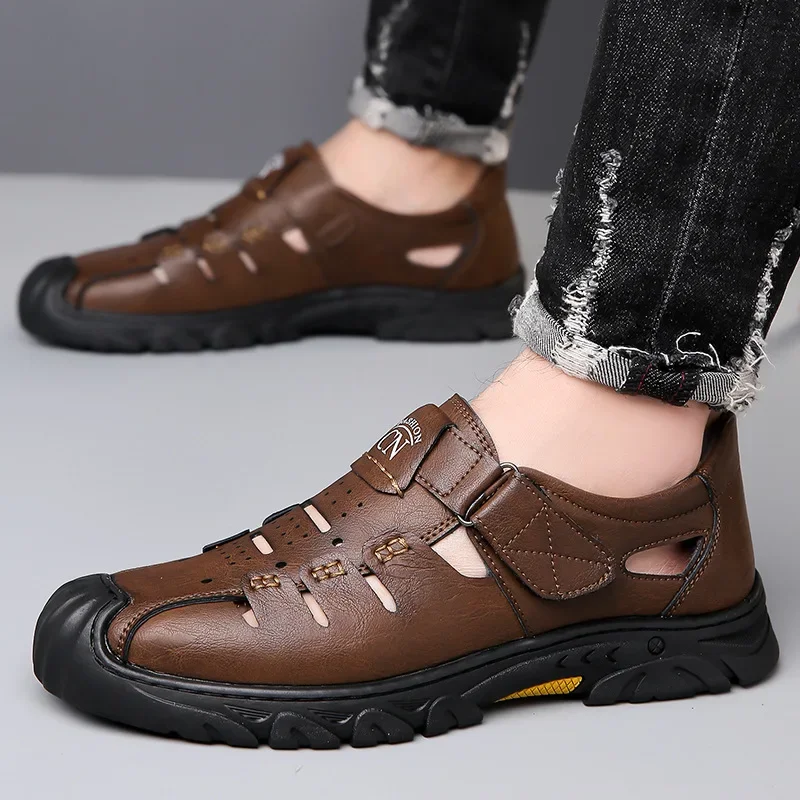 Leather Sandals New Hollowed-out Men's Sandals Fashion Wear-resistant Outdoor Walking Business Soft Leather Summer Man Shoes
Leather Sandals New Hollowed-out Men's Sandals Fashion Wear-resistant Outdoor Walking Business Soft Leather Summer Man Shoes