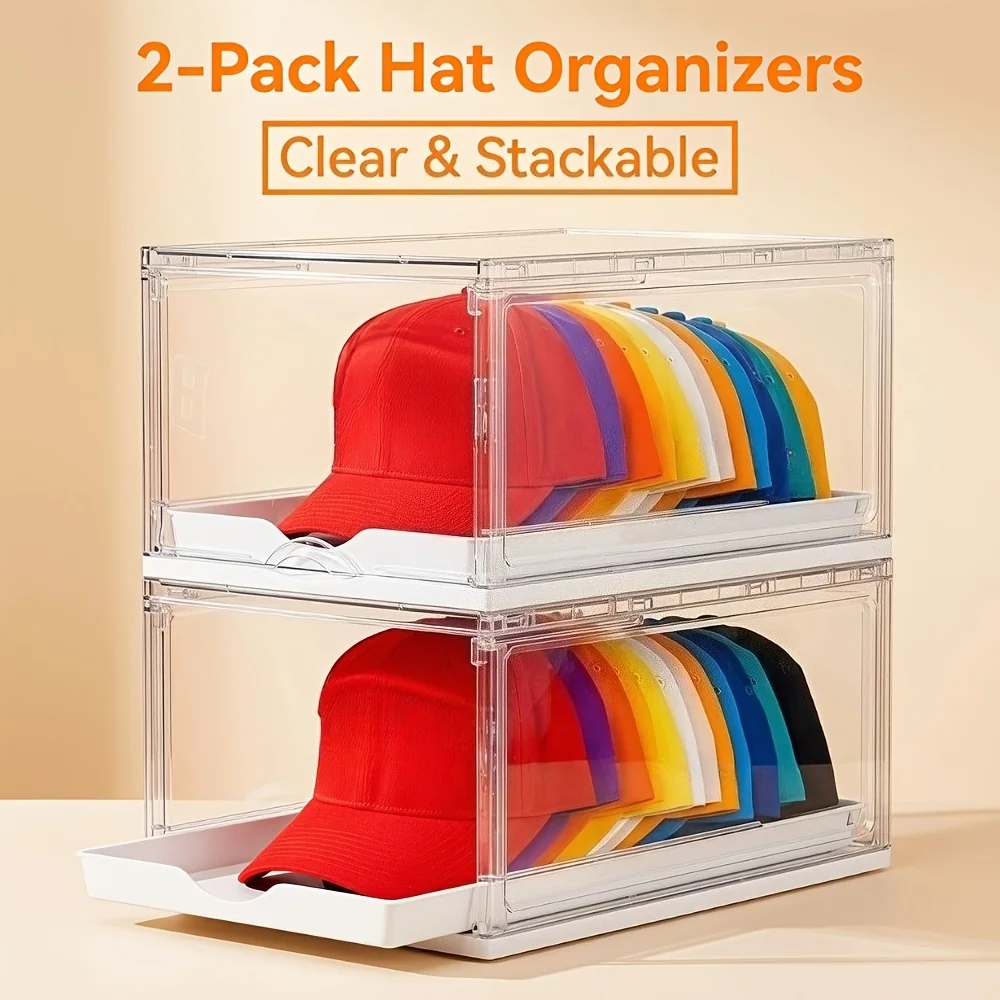 2-Pack Clear Hat Organizer Box – Sliding Drawer Storage for Baseball Caps, Stackable Display Rack with Magnetic Closure, Each Unit Holds Up to 12 Caps
2-Pack Clear Hat Organizer Box – Sliding Drawer Storage for Baseball Caps, Stackable Display Rack with Magnetic Closure, Each Unit Holds Up to 12 Caps