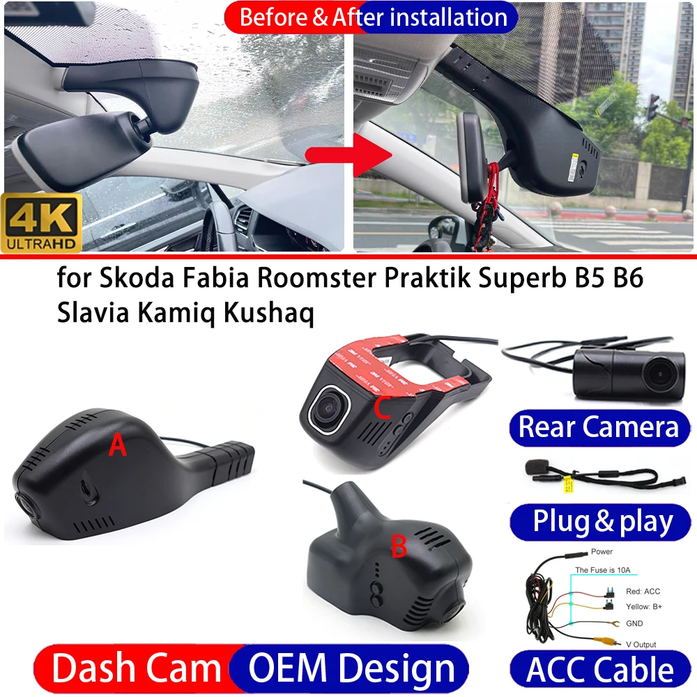 Dash Cam for Skoda Fabia Roomster Praktik Superb B5 B6 Slavia Kamiq Kushaq Car 4K UHD DVR Driving Recorder Dashboard Camera
Dash Cam for Skoda Fabia Roomster Praktik Superb B5 B6 Slavia Kamiq Kushaq Car 4K UHD DVR Driving Recorder Dashboard Camera