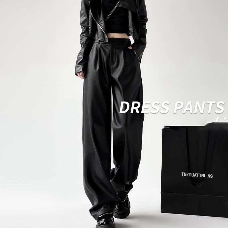 Black Leather Pants Women Spring Autumn 2024 New Retro PU Leather Straight Leg Slimming Pants High Waisted Wide Leg Pants
Black Leather Pants Women Spring Autumn 2024 New Retro PU Leather Straight Leg Slimming Pants High Waisted Wide Leg Pants