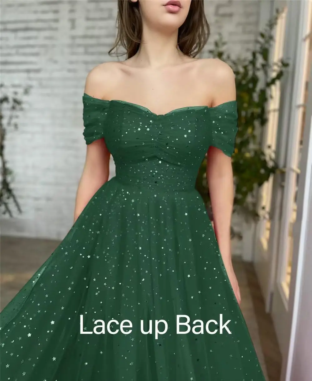 Sparkly Tulle Prom Dresses for Women Off Shoulder Pleated Formal Evening Party Gowns Formal Dress Women Elegant Luxury Dress
Sparkly Tulle Prom Dresses for Women Off Shoulder Pleated Formal Evening Party Gowns Formal Dress Women Elegant Luxury Dress