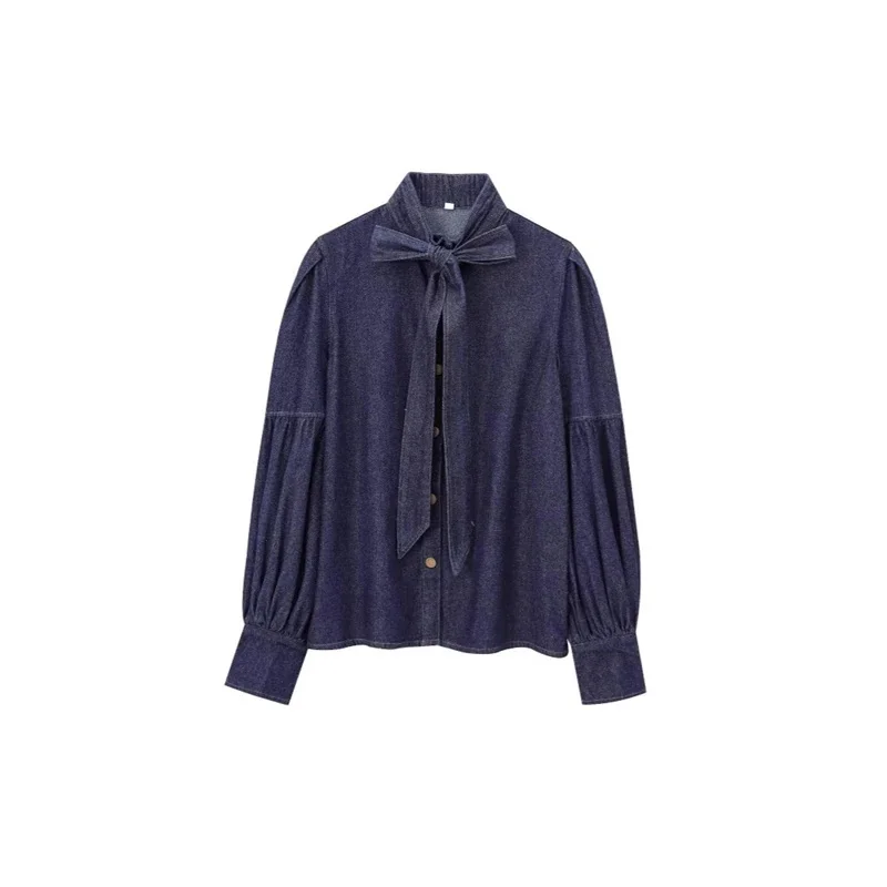 Women Fashion Denim Shirt Bow Tie Front Long Sleeve Lapel Neck Button Down Casual Loose Fit Blouse Streetwear Wholesale
Women Fashion Denim Shirt Bow Tie Front Long Sleeve Lapel Neck Button Down Casual Loose Fit Blouse Streetwear Wholesale