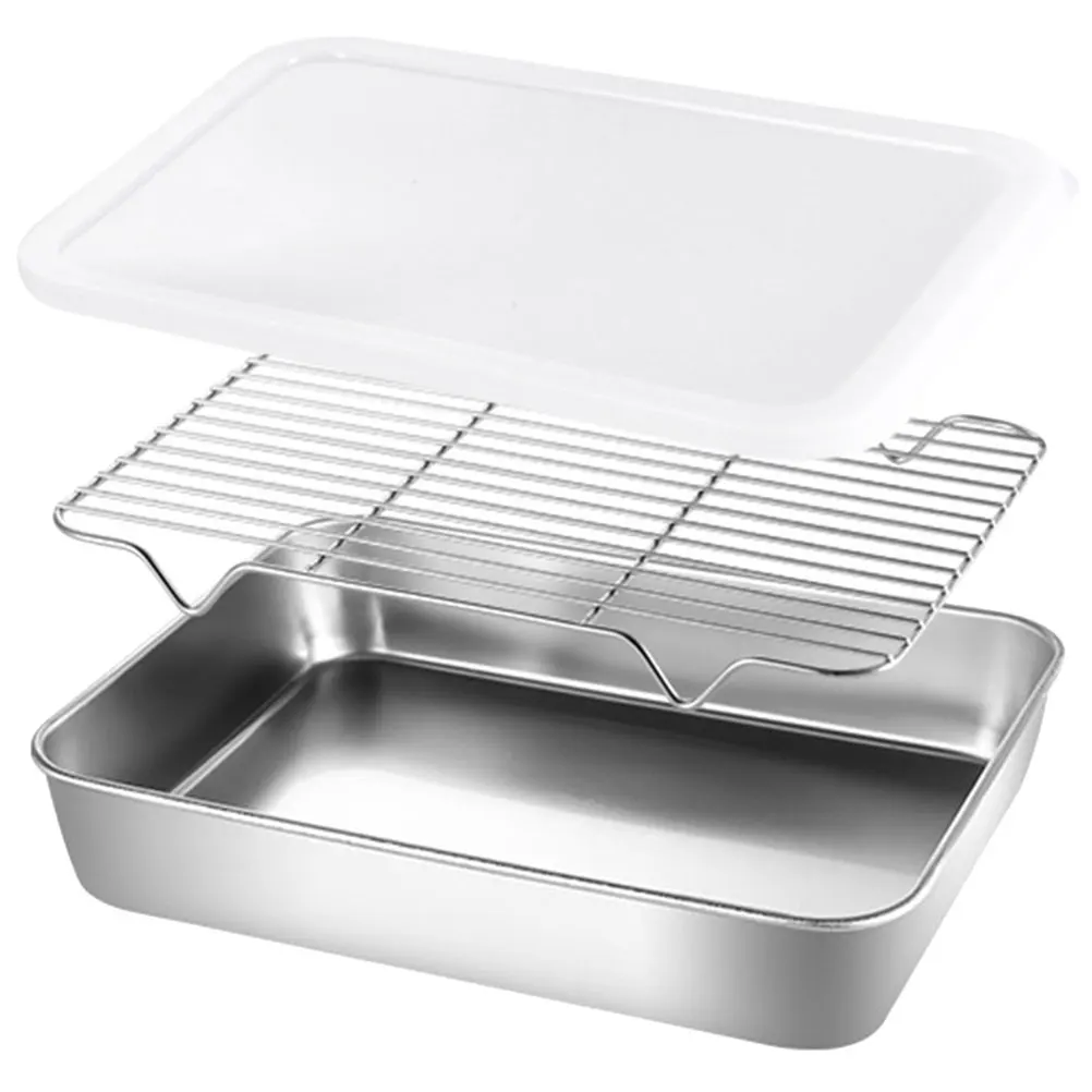 Stainless Steel 26x20x5cm Deep Deepen Pan Refrigerator Food Container Mesh Rack Lid Food Pan With Rack Container Storage
Stainless Steel 26x20x5cm Deep Deepen Pan Refrigerator Food Container Mesh Rack Lid Food Pan With Rack Container Storage