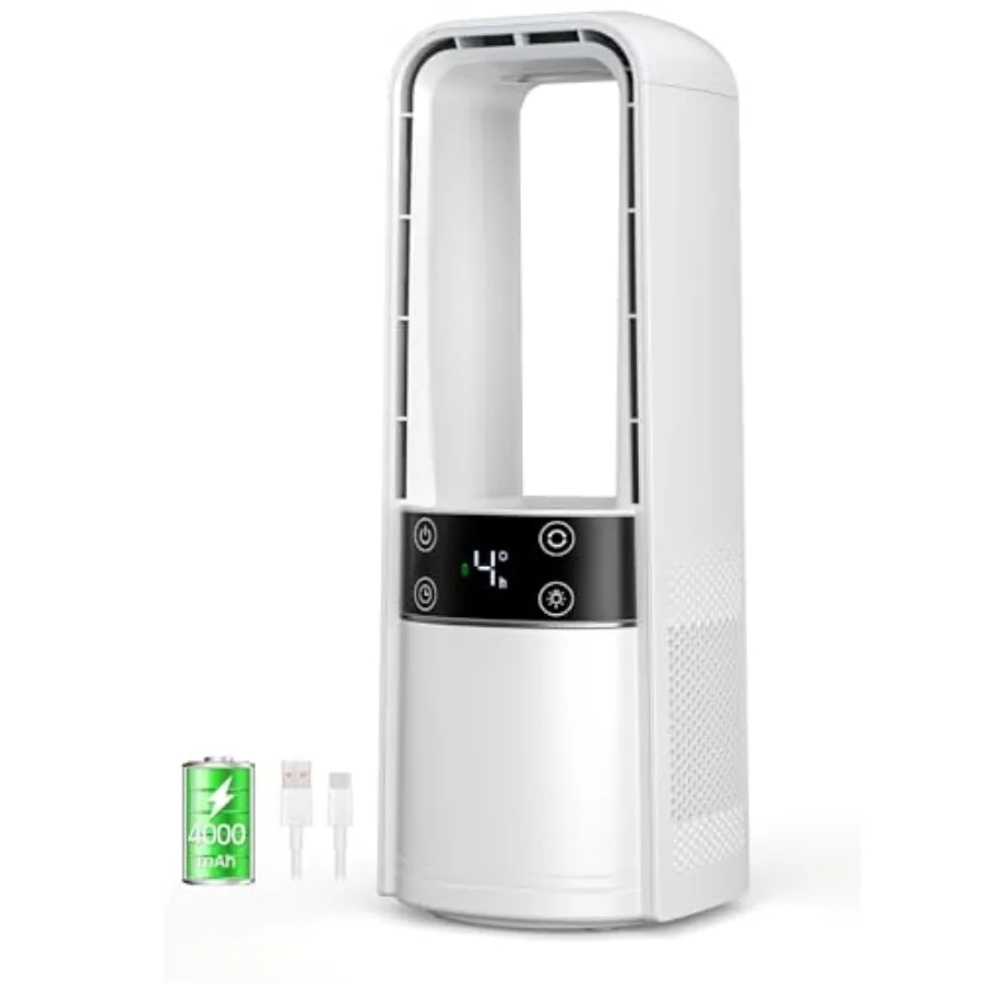 Desk Fan Bladeless, 120° Oscillating Fan Rechargeable, Quiet Fan with Night Light, Smart LED Touch Control, 4 Speed and 9H Time
Desk Fan Bladeless, 120° Oscillating Fan Rechargeable, Quiet Fan with Night Light, Smart LED Touch Control, 4 Speed and 9H Time
