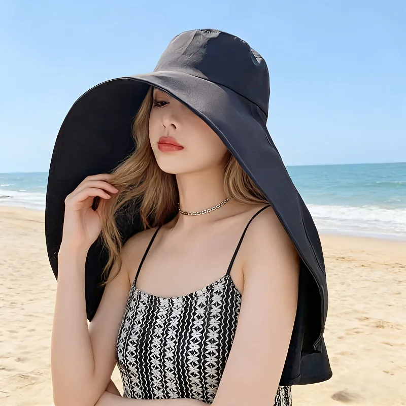 Women Wide Brim Sun Hat With Neck Face Cover Shawl Design Ponytail Hole For Beach Outdoor Activities Travel Photography
Women Wide Brim Sun Hat With Neck Face Cover Shawl Design Ponytail Hole For Beach Outdoor Activities Travel Photography