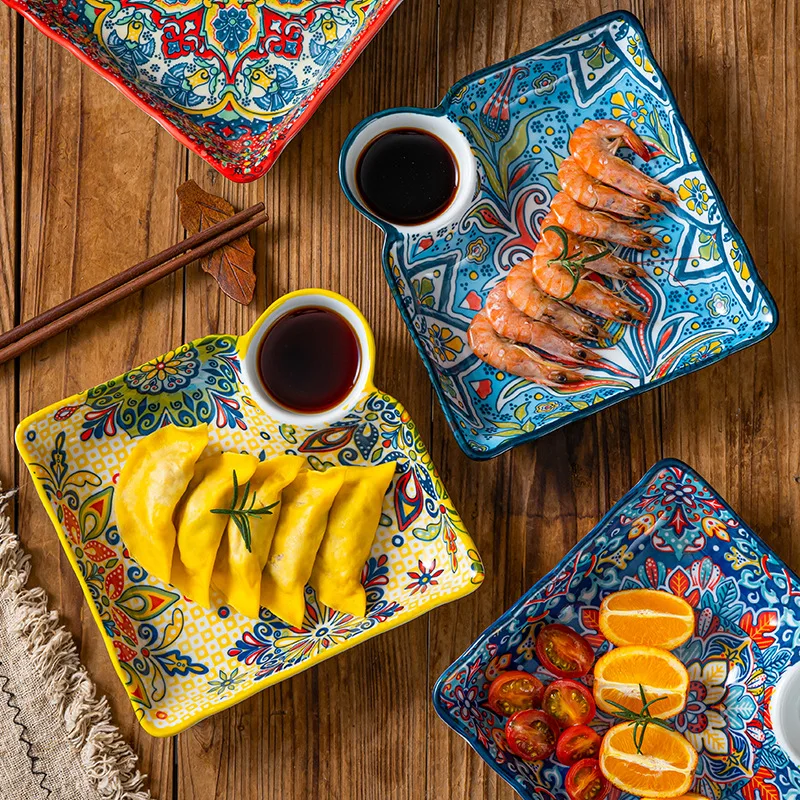 Dumpling Plate with Dipping Sauce Plate Ceramic Household Creative High-Appearance Level Tableware Divided Breakfast Fruit Plate
Dumpling Plate with Dipping Sauce Plate Ceramic Household Creative High-Appearance Level Tableware Divided Breakfast Fruit Plate