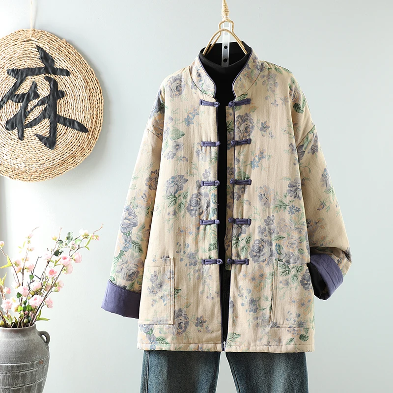Новая женская хлопковая куртка в китайском стиле свободного кроя, зимняя утепленная, с длинными рукавами, с принтом, на пуговицах, в стиле рубашки
Новая женская хлопковая куртка в китайском стиле свободного кроя, зимняя утепленная, с длинными рукавами, с принтом, на пуговицах, в стиле рубашки