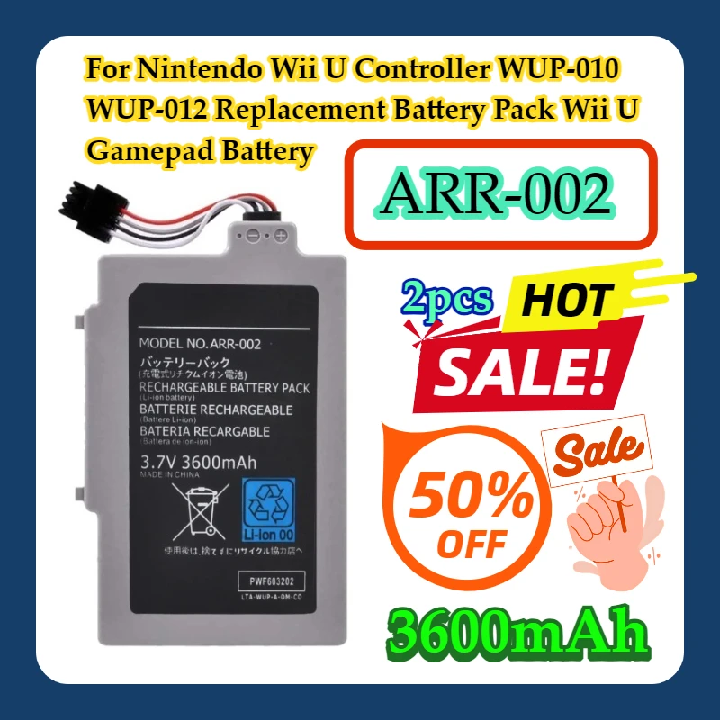 2pcs For Nintendo Wii U Controller WUP-010 WUP-012 Replacement Battery Pack 3600mAh ARR-002 Wii U Gamepad Battery
2pcs For Nintendo Wii U Controller WUP-010 WUP-012 Replacement Battery Pack 3600mAh ARR-002 Wii U Gamepad Battery