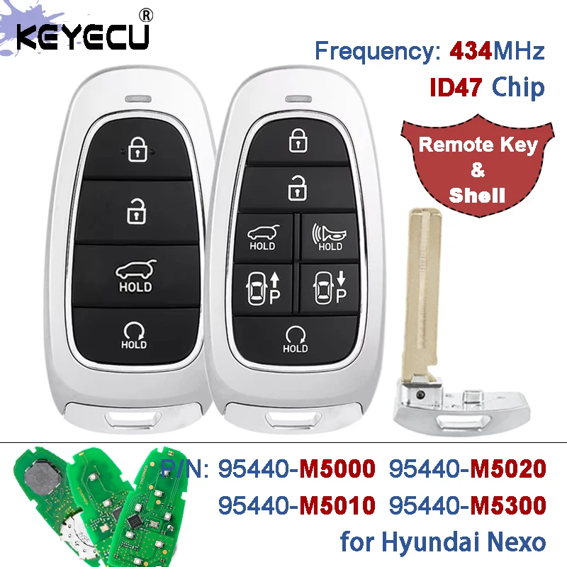 Умный брелок-ключ KEYECU 433 МГц с чипом ID47, PN: 95440-M5000, 95440-M5010, M5020, 95440-M5300, для Hyundai Nexo 2019-2024, с функцией Keyless Go
Умный брелок-ключ KEYECU 433 МГц с чипом ID47, PN: 95440-M5000, 95440-M5010, M5020, 95440-M5300, для Hyundai Nexo 2019-2024, с функцией Keyless Go