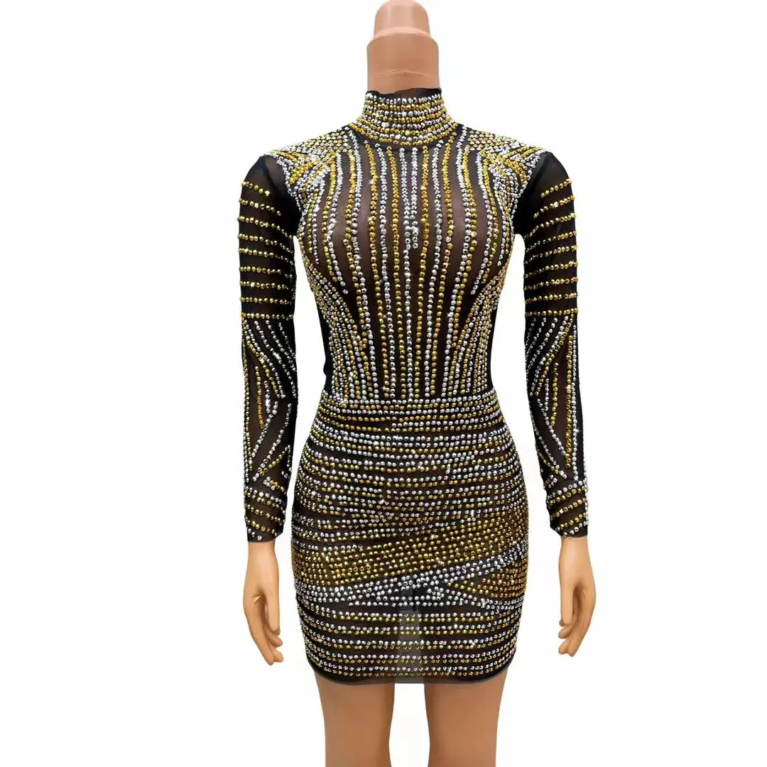 Short Sexy Dress Sparkly Rhinestones Transparent Mesh Singer Model Shiny See Through Stage Wear Birthday Prom Crystals Costume
Short Sexy Dress Sparkly Rhinestones Transparent Mesh Singer Model Shiny See Through Stage Wear Birthday Prom Crystals Costume