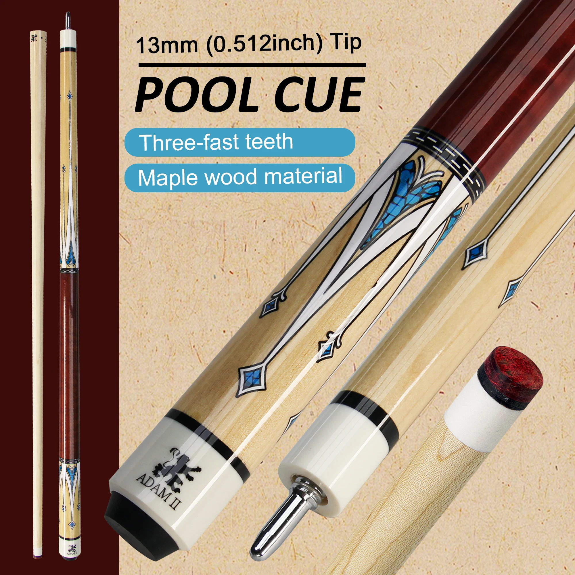 13mm Maple Pool Cue Stick with Artistic Inlay Design | 3 Cushion Billiards Carbon Anti-Slip Handle | Durable Gift for Players
13mm Maple Pool Cue Stick with Artistic Inlay Design | 3 Cushion Billiards Carbon Anti-Slip Handle | Durable Gift for Players
