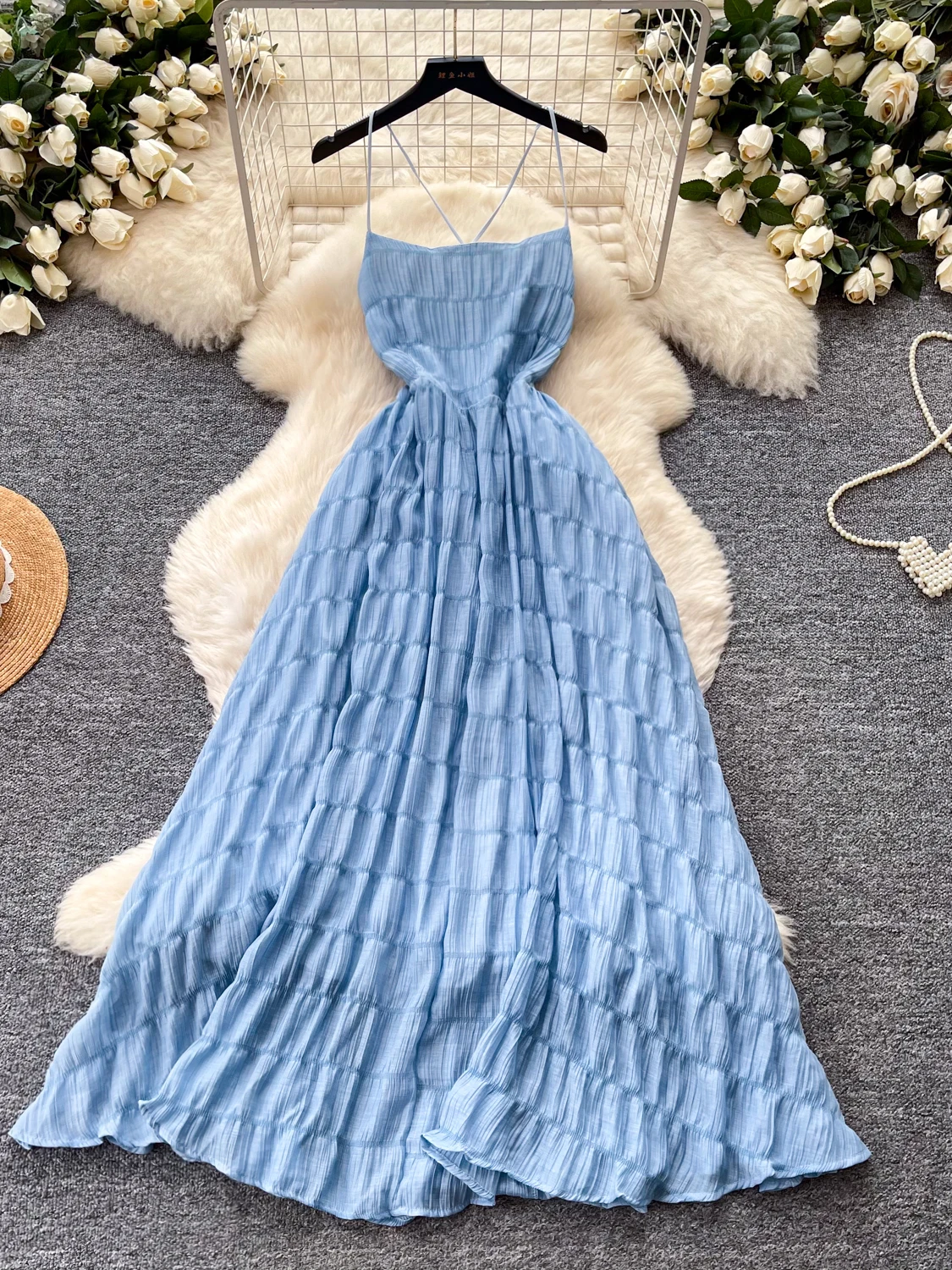 Blue Summer Women's Dress Strapless Backless Slim Long Dress Holiday Style High Waist A-Line Skirt Polyester Fiber No Sleeve
Blue Summer Women's Dress Strapless Backless Slim Long Dress Holiday Style High Waist A-Line Skirt Polyester Fiber No Sleeve