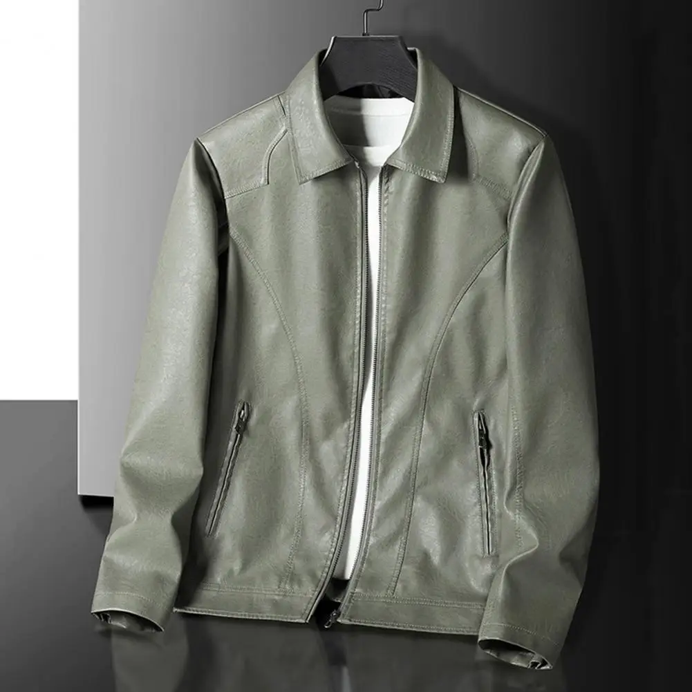 Lapel Long Sleeve Jacket Solid Color Jacket Coat Stylish Men's Faux Leather Jacket with Lapel Waterproof Windproof Coat for Men
Lapel Long Sleeve Jacket Solid Color Jacket Coat Stylish Men's Faux Leather Jacket with Lapel Waterproof Windproof Coat for Men