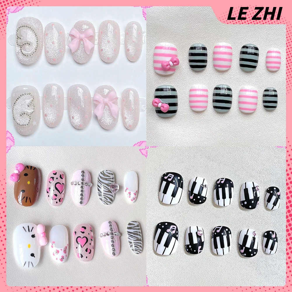 Sweet Cool Short Square Ellipse Almond Wearable Fake Nails Cartoon Hello Kitty Cat Flowers Pearl Rhinestone Handmade Fake Nails
Sweet Cool Short Square Ellipse Almond Wearable Fake Nails Cartoon Hello Kitty Cat Flowers Pearl Rhinestone Handmade Fake Nails