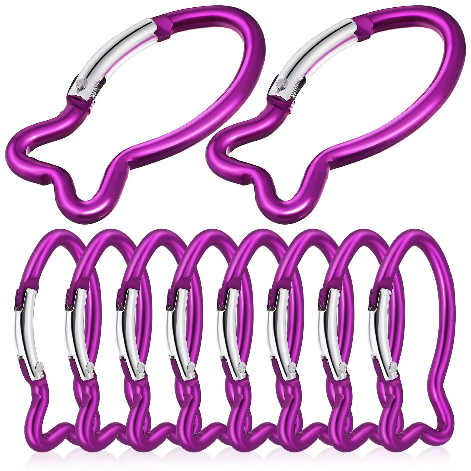 10Pcs Purple Fish Shaped Carabiner Spring Snap Hooks Keychain Clip D Rings Camping Hiking Accessories Climbing Gear Outdoor
10Pcs Purple Fish Shaped Carabiner Spring Snap Hooks Keychain Clip D Rings Camping Hiking Accessories Climbing Gear Outdoor
