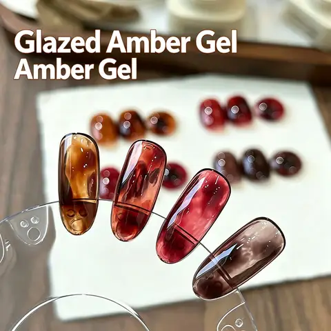 10ml Cold Emerald Amber Jelly Gel Nail Polish 2026 Autumn New Maillard Color Tortoiseshell Amber Blending Gradient Nail Polish