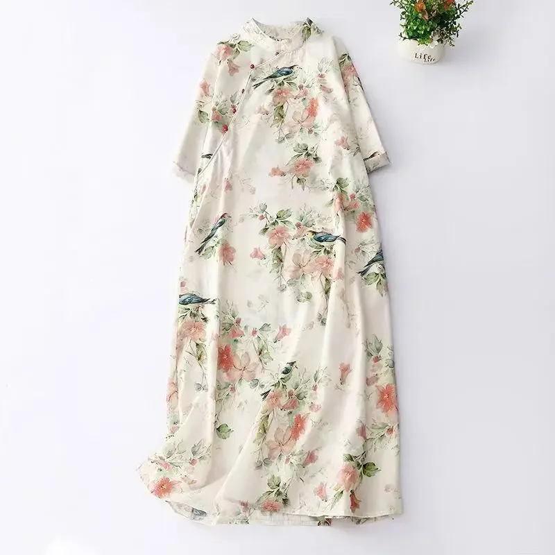 Pop Chinese Style Floral Print Women Party Dresses New Summer Casual Loose A-Line Dresses High Waist Slant Opening Cheongsam
Pop Chinese Style Floral Print Women Party Dresses New Summer Casual Loose A-Line Dresses High Waist Slant Opening Cheongsam