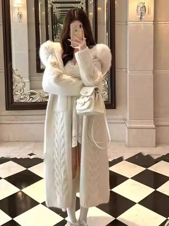 Loose Casual Spring New Women's Knitted Hat Sweater Long Coat Sweet Style Mixed Fiber A-Line Sweater Spring Fashion 2025
Loose Casual Spring New Women's Knitted Hat Sweater Long Coat Sweet Style Mixed Fiber A-Line Sweater Spring Fashion 2025