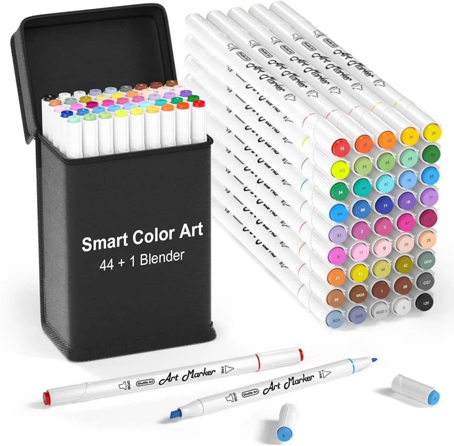 44 Alcohol Markers + 1 Blender, Dual Tip Permanent Highlighters with Case for Adults Kids Drawing Sketching
44 Alcohol Markers + 1 Blender, Dual Tip Permanent Highlighters with Case for Adults Kids Drawing Sketching