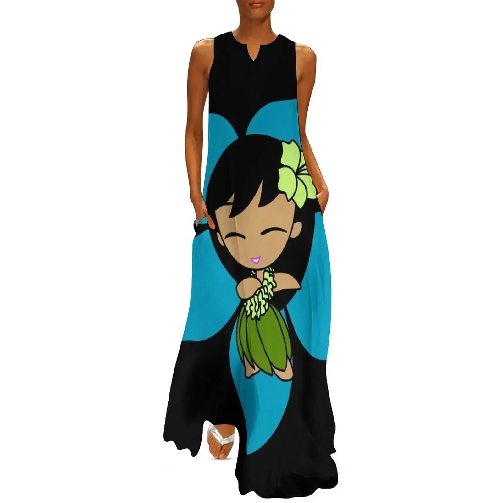 Aloha Honeys Hawaiian Hibiscus Hula Girl - Turquoise Long Dress dress korean style Dress
Aloha Honeys Hawaiian Hibiscus Hula Girl - Turquoise Long Dress dress korean style Dress