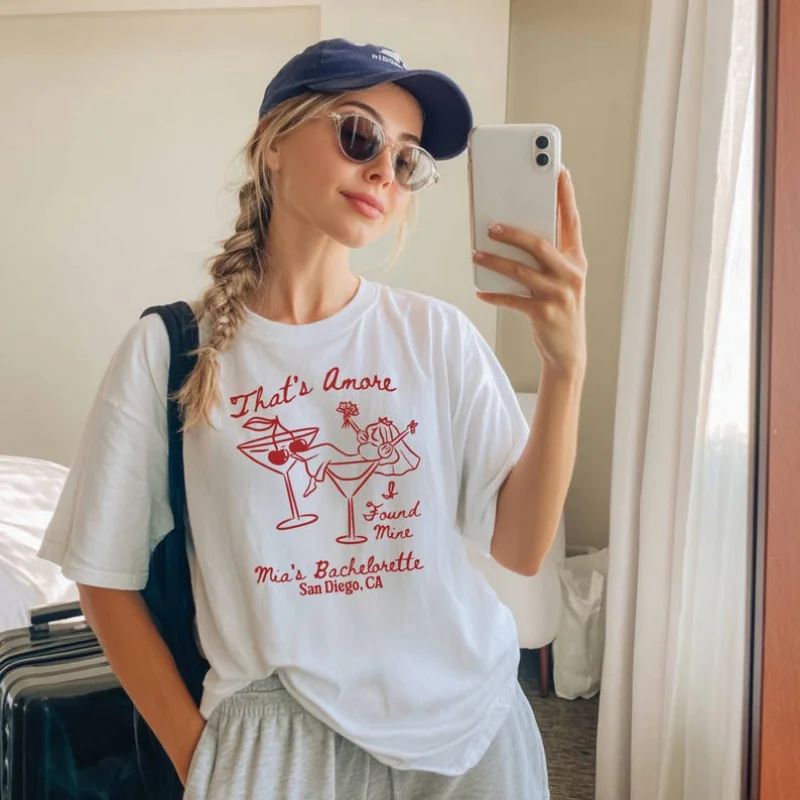 That's Amore Italian Bachelorette T-shirt Party Tees Cin Cin To The Bride Bach Shirt Unisex Funny t shirt Round Neck t shirts
That's Amore Italian Bachelorette T-shirt Party Tees Cin Cin To The Bride Bach Shirt Unisex Funny t shirt Round Neck t shirts