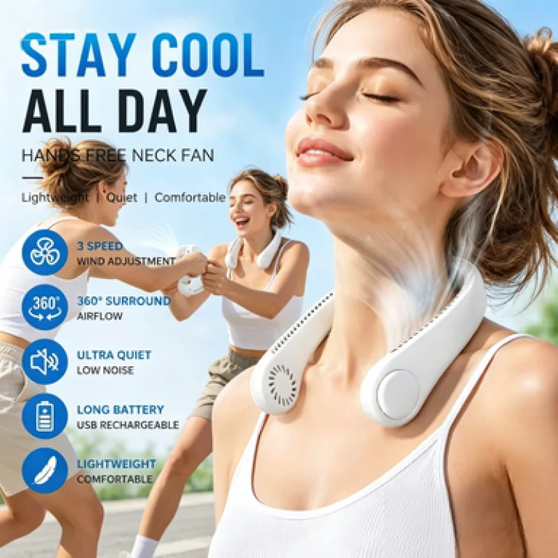 New Cool Neck Fan Portable USB Rechargeable Leafless Cooling Fan Summer Travel Mute Wearable Fan 3-Speed Mini Long Battery Life.
New Cool Neck Fan Portable USB Rechargeable Leafless Cooling Fan Summer Travel Mute Wearable Fan 3-Speed Mini Long Battery Life.