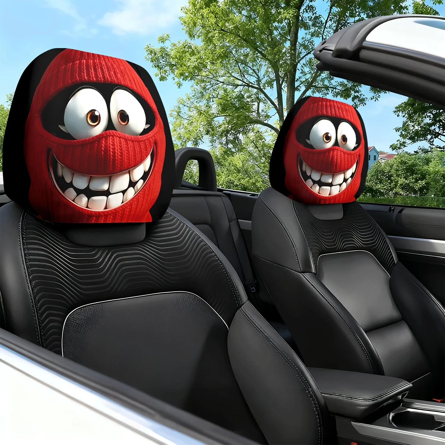 2pcs Red Hat Smiling Monster Print Car Seat Cushion Headrest Neck Pillow Cover - Cute Design - Car Interior Cushion Lumbar Pil
2pcs Red Hat Smiling Monster Print Car Seat Cushion Headrest Neck Pillow Cover - Cute Design - Car Interior Cushion Lumbar Pil