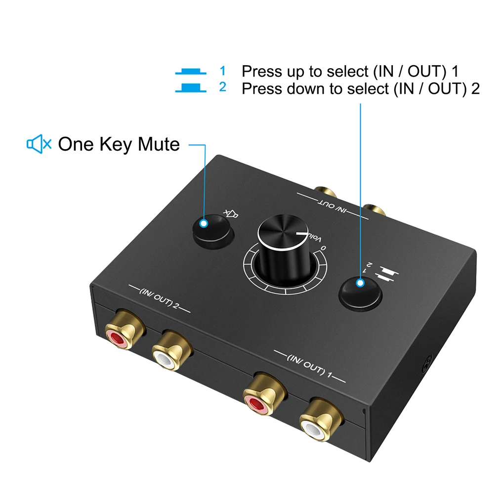 Two-way L/R Stereo Audio Switcher 2 In 1 Out/1 In 2 Out Button Control 8M Cellphone Splitter Converter Adapter
Two-way L/R Stereo Audio Switcher 2 In 1 Out/1 In 2 Out Button Control 8M Cellphone Splitter Converter Adapter