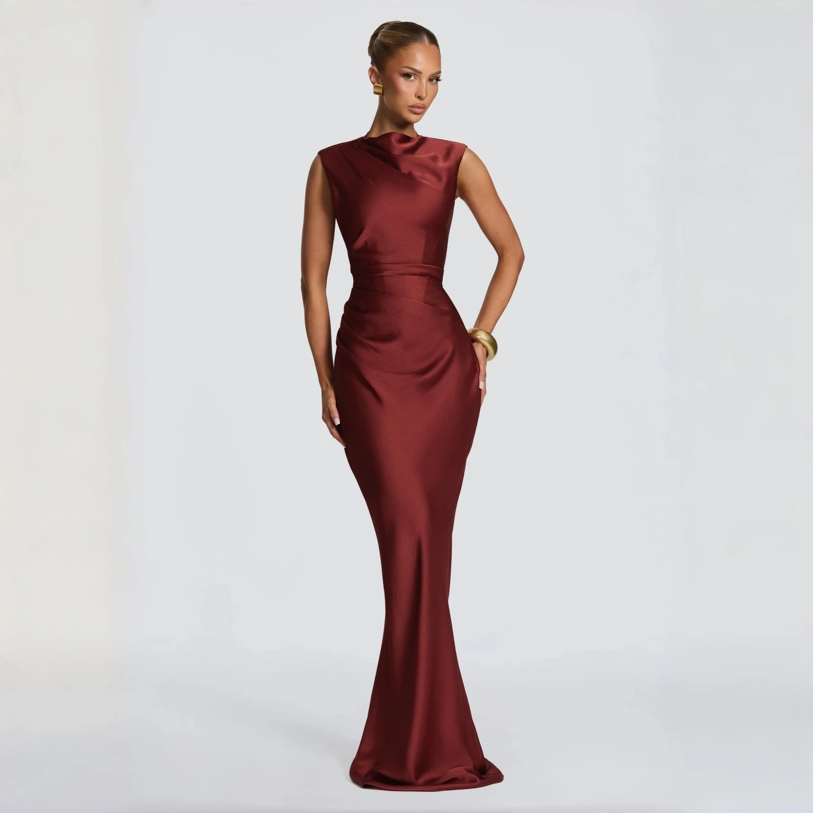 Satin Asymmetric Cowl Neck Mermaid Evening Gown Lace-Up Back Formal Maxi Dress For Women Wedding Guest Party robes de soirée
Satin Asymmetric Cowl Neck Mermaid Evening Gown Lace-Up Back Formal Maxi Dress For Women Wedding Guest Party robes de soirée