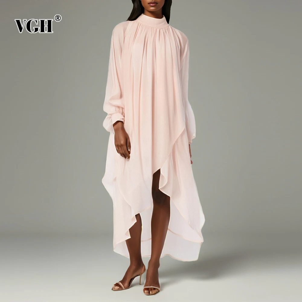 VGH Solid Loose Draped Temperament Blouses For Women Stand Collar Long Sleeve Spring Elegant Irregular Shirts Female Fashion New
VGH Solid Loose Draped Temperament Blouses For Women Stand Collar Long Sleeve Spring Elegant Irregular Shirts Female Fashion New