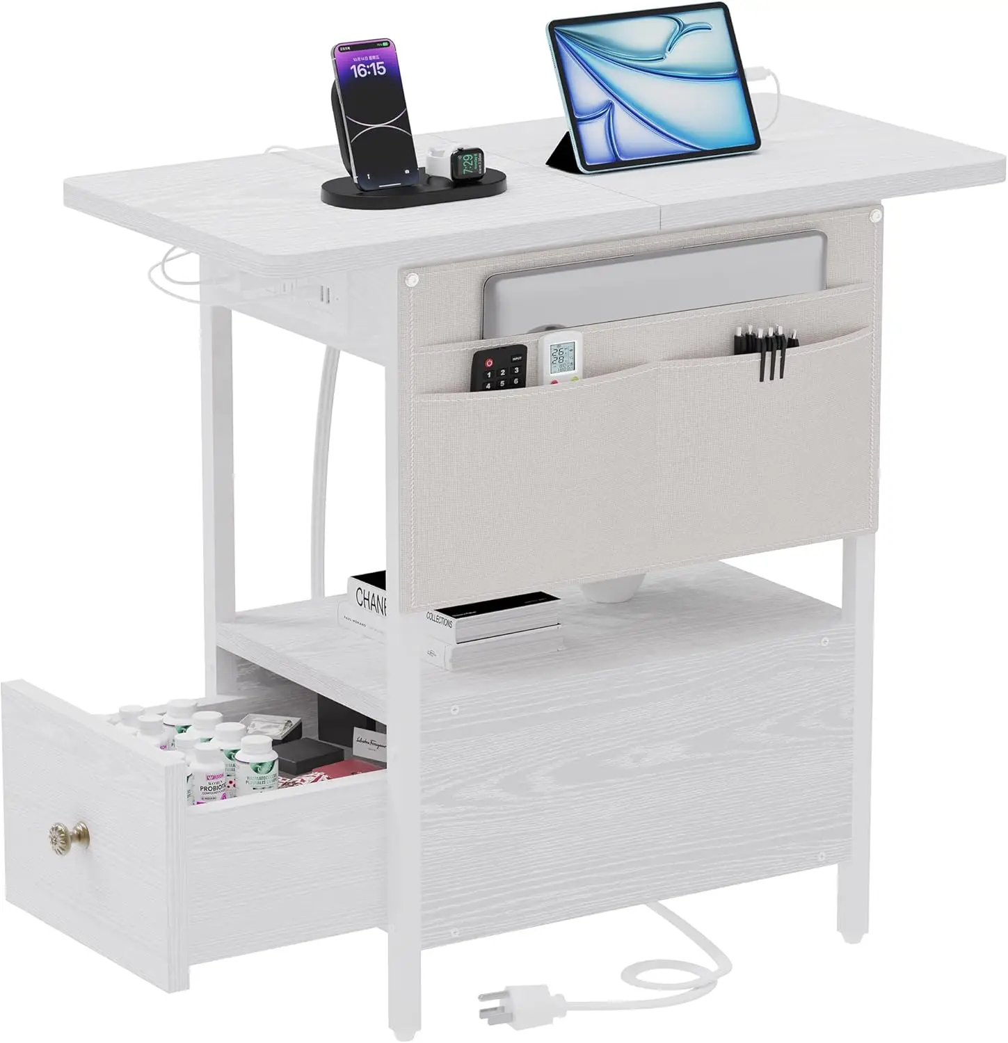 Small Side Table with Charging Station, Narrow Nightstand Bedside Tables with Storage Pocket for Living Room Bedroom, Sofa End T
Small Side Table with Charging Station, Narrow Nightstand Bedside Tables with Storage Pocket for Living Room Bedroom, Sofa End T